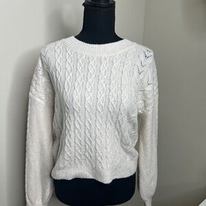 Pink Rose Cream Cable Knit Sweater